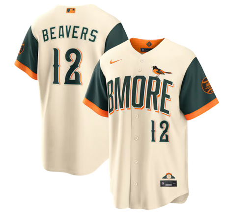 Men Baltimore Orioles #12 Beavers Cream Nike 2026 City Connect Stadium Jersey